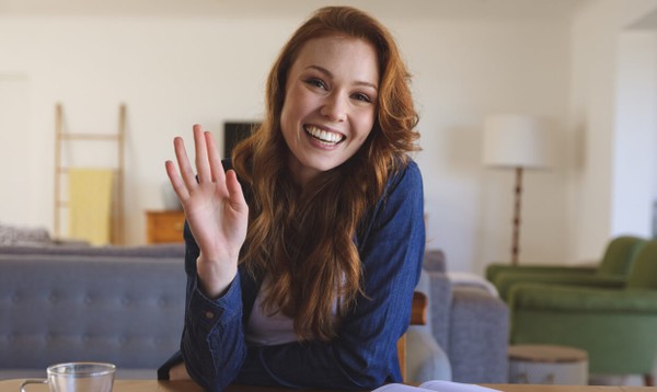 Woman in a video conference call